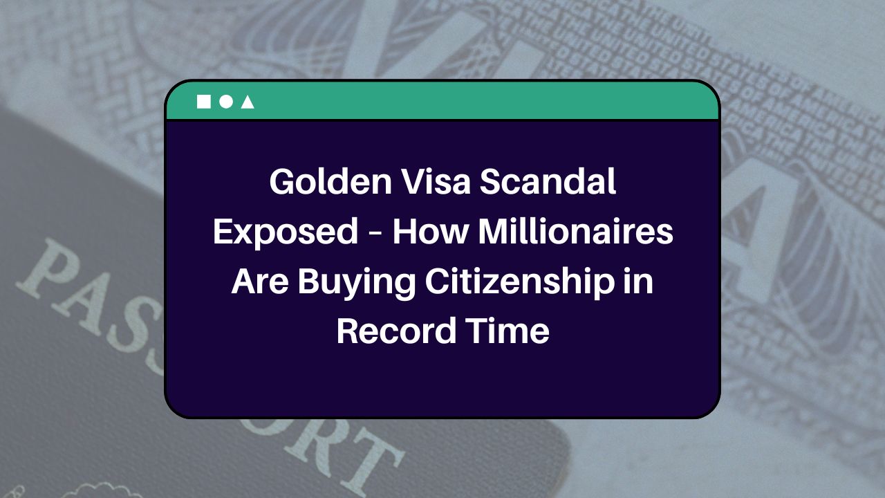 Golden Visa Scandal Exposed – How Millionaires Are Buying Citizenship in Record Time